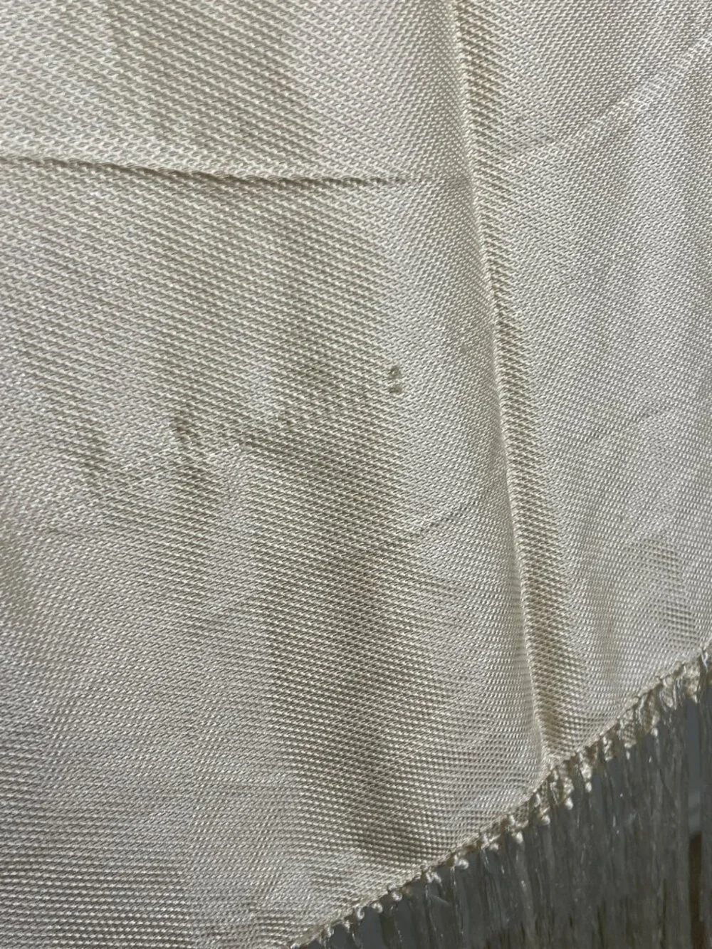 Giorgio Armani Cream Ivory Silk Jacquard Fringe Classic Italian Scarf Shawl